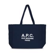 A.P.C. Broderad Tote Bag Blue, Dam