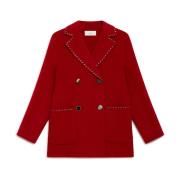 MALIPARMI Handsydd Ull Pea Coat Red, Dam