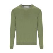 AMARÁNTO Grön Linne Bomull Crewneck Jumper Green, Herr