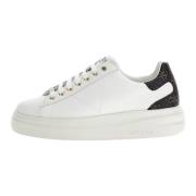 Guess Elbina Läder Sneakers med 4G Logo White, Dam