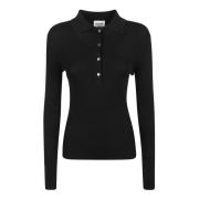 P.A.R.O.S.H. Svart ull slim-fit polosweatshirt Black, Dam