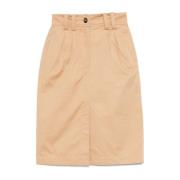 A.P.C. Mandel Beige Midi Kjol med Framslits Beige, Dam