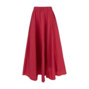 P.A.R.O.S.H. Fuchsia Ruffle Midi Kjol Tech Tyg Pink, Dam