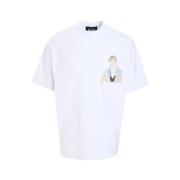 MSGM Vit T-shirt med framtida applikation och bakre logotyp White, Her...