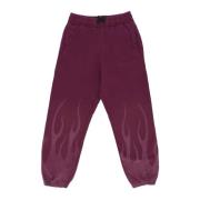 VISION OF SUPER Flames Fleece Tracksuit Byxor Grape Wine Brown, Herr