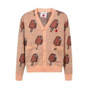 ICECREAM Jacquard Cardigan med Ribbkant Multicolor, Herr