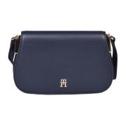 Tommy Hilfiger Flap Crossover Väska med Clip Stängning Blue, Dam