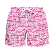 GCDS Mönstrade badshorts med logodetaljer Pink, Herr