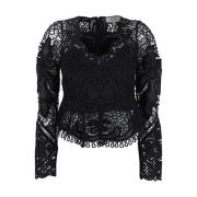 Sea NY Svart Broderad Bomull Cropped Top Black, Dam