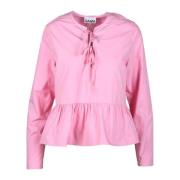 Ganni Bomullsblus Modell Pink, Dam