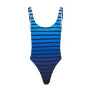 Jean Paul Gaultier Marinrandig Bodysuit Blue, Dam