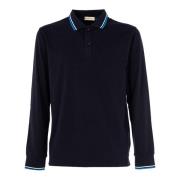 CASHMERE COMPANY Långärmad herr polo tröja Blue, Herr