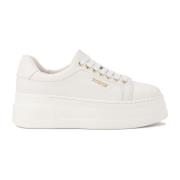 Kazar Vita lädersneakers på en tjock sula White, Dam