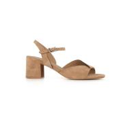 DEL CARLO Beige Mocka Korsade Rem Sandaler Beige, Dam