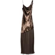 STAUD Asymmetrisk Maxi Klänning Brown, Dam