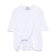 MSGM Vit Twist Detalj Crew Neck T-shirt White, Dam