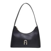 Furla Svart läder diamant hobo väska Black, Dam