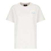 A.P.C. Vit Bomull Crewneck T-shirt med Logo White, Dam