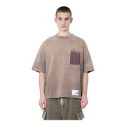 MIHARA YASUHIRO Sliten Logobroderad T-shirt Brown, Herr