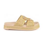 Emanuelle Vee Raffia Sandal med Gummisula Beige, Dam