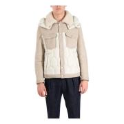 DFOUR Shearling huva jacka med knappar White, Herr