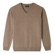 A.P.C. Beige Ull V-ringad Tröja Beige, Dam