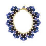 MALIPARMI Harts Kristall Boules Halsband Blue, Dam