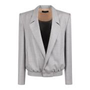 SSHEENA Klassisk Blazer med Djup Ringning Gray, Dam