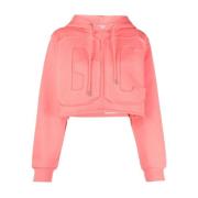 GCDS Stilren Sweatshirt med Exponerade Axlar Pink, Dam