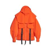 A.A. Spectrum Oversized Crinkled Nylon Jacket med Avtagbar Huva Red, H...