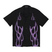 VISION OF SUPER Flames All Over Short Sleeve Shirt Black, Herr