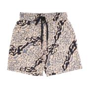 VISION OF SUPER Leopard Shorts för Män Beige, Herr