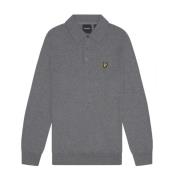 Lyle & Scott Merino Bomull Stickad Polo Gray, Herr