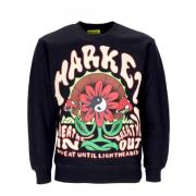 MARKET Svart Crewneck Sweatshirt med Tryck Black, Herr