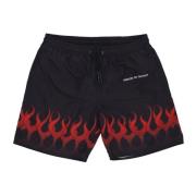 VISION OF SUPER Flames Badshorts Svart/Röd Black, Herr