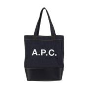 A.P.C. Denim Handtag Axel Tote Väska Blue, Dam