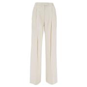 DES PHEMMES Broderade Wide Leg Byxor White, Dam