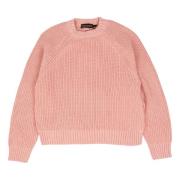 SIEDRÉS Bomull Crewneck Sweater med Logodetalj Pink, Dam