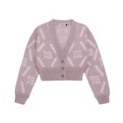 MISBHV Argyle Stickad Kofta Rosa Monogram Mönster Pink, Dam