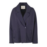 Alessia Santi Dubbelknäppt sweat blazer med raglanärmar Blue, Dam