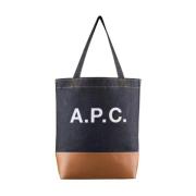 A.P.C. Japansk denim toteväska i karamell Brown, Dam