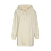 MSGM Bomullshoodie med ribbade muddar Beige, Dam