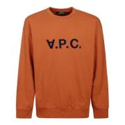 A.P.C. Orange Bomullsweatshirt med Logotyptryck Orange, Herr