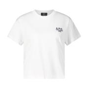 A.P.C. Logotyp Broderad Bomull T-shirt White, Dam