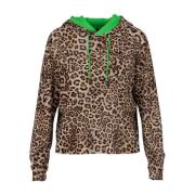 Marc Cain Leopard Print Hoodie Stiligt Sweatshirt Brown, Dam