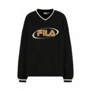 Fila Elliptiskt Logo Sweatshirt med V-ringning Black, Dam