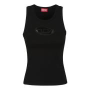 Diesel Stiliga Jersey Tops för Kvinnor Black, Dam