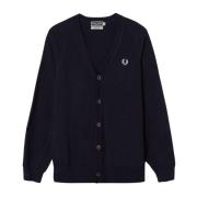 Fred Perry Lammsull Cardigan Navy Marl-38 Blue, Herr