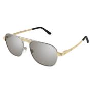 Cartier Aviator solglasögon i silver guld Gray, Unisex