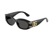 Dolce & Gabbana Oval Smal Solglasögon Svart Ram Black, Unisex